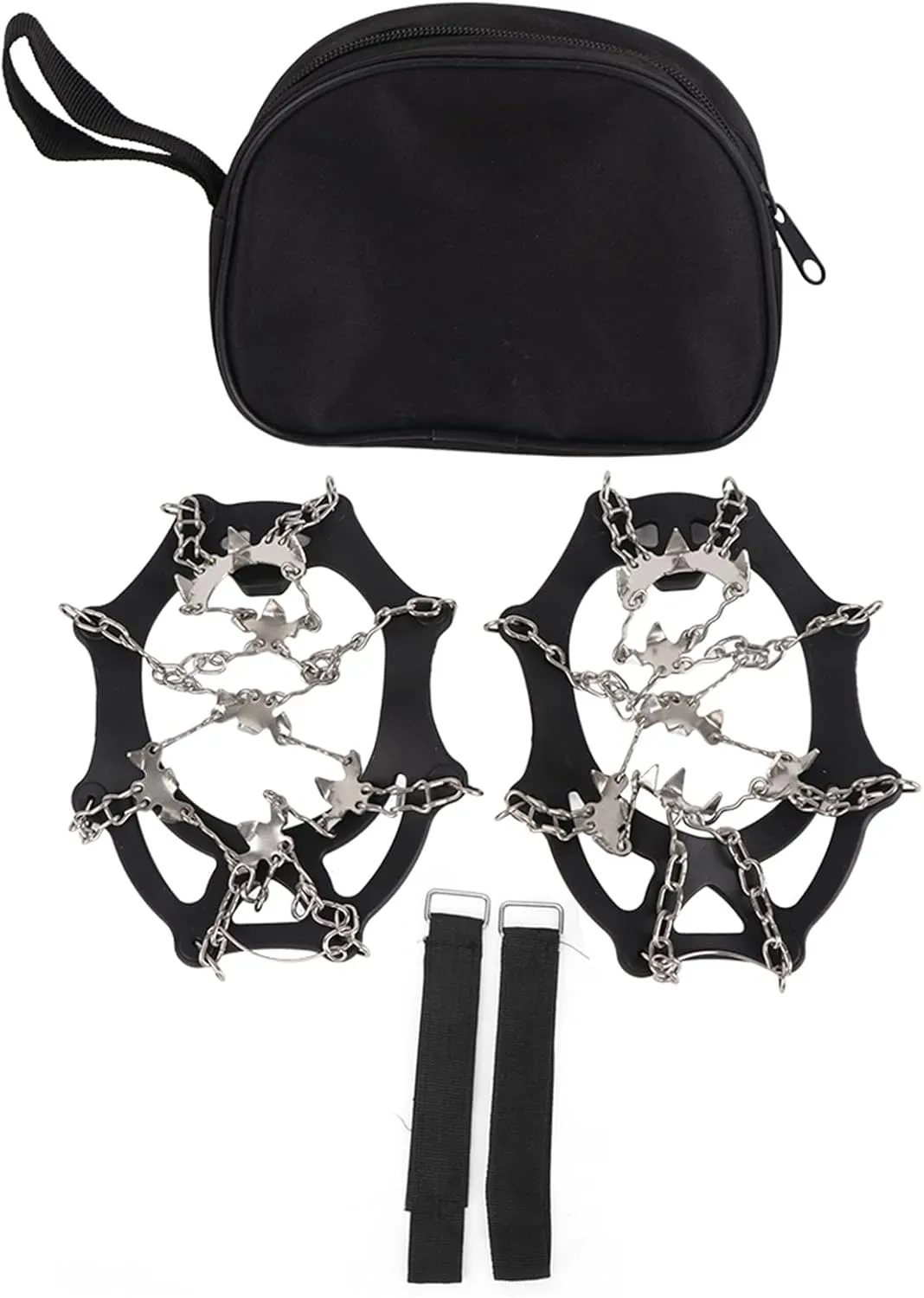 19 Teeth Outdoor Climbing Crampons, Slip Shoe Snow Grips, Stainless Steel Spikes with Durably Elastic Harness, for Lasting Comfort