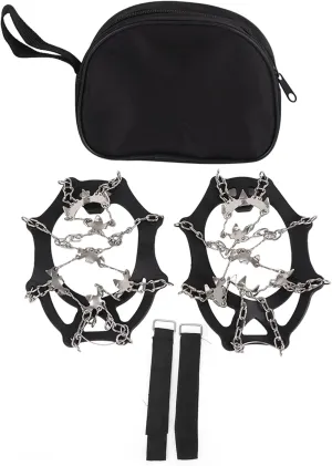 19 Teeth Outdoor Climbing Crampons, Slip Shoe Snow Grips, Stainless Steel Spikes with Durably Elastic Harness, for Lasting Comfort