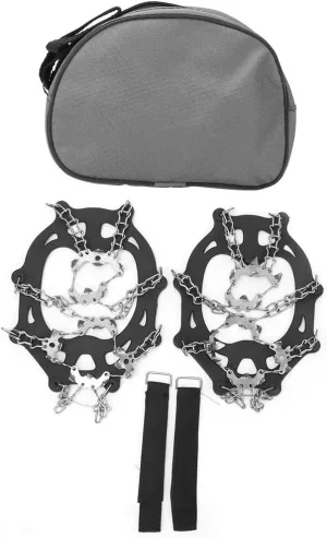 19 Teeth Outdoor Climbing Crampons, Slip Spikes for Shoes, Snow Grips with Stainless Steel Welding, Durably Rubber Harness, Includes Carrying, (L 19 Teeth)