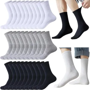 20 Pairs Crew Athletic Socks for Men Moisture Wicking Cushion Crew Socks for Sport Running Traveling