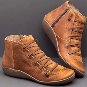 2024 New Arch Support Boots for Women,Ankle Boots Fashion Lace Up Side Zip Vintage Booties Low Heel,Cowboy Boots Slip On Fall Winter Outdoor Hiking Walking Shoes