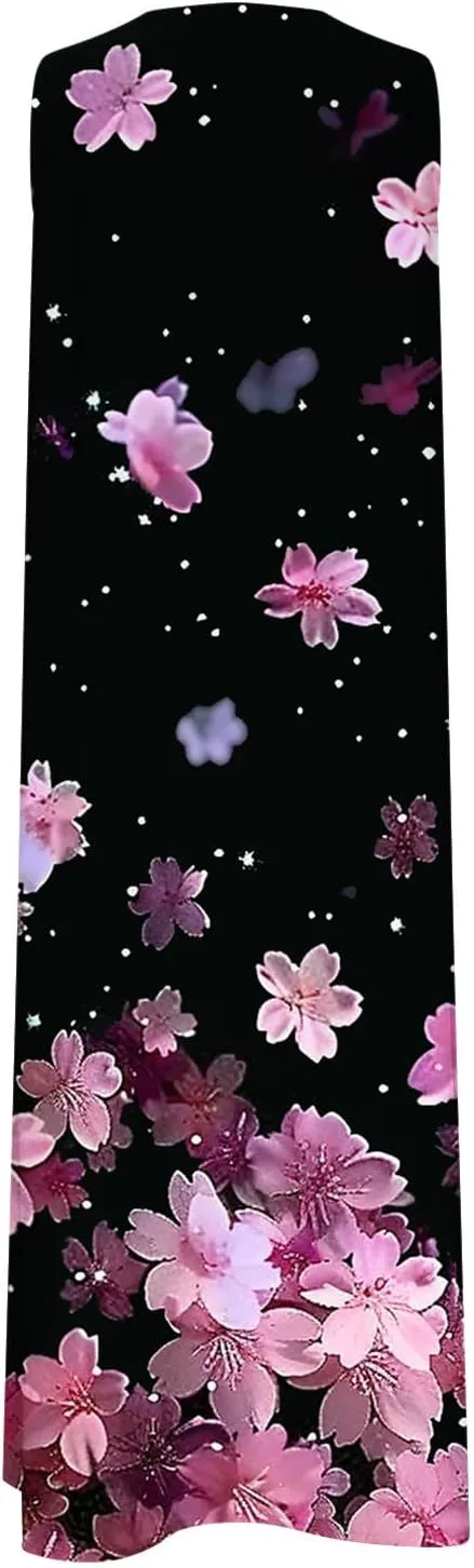 2025 Fashion Summer Dresses for Women Funny Floral Printed Sleeveless Beachwear Dress Casual Pocket Vacation Dress