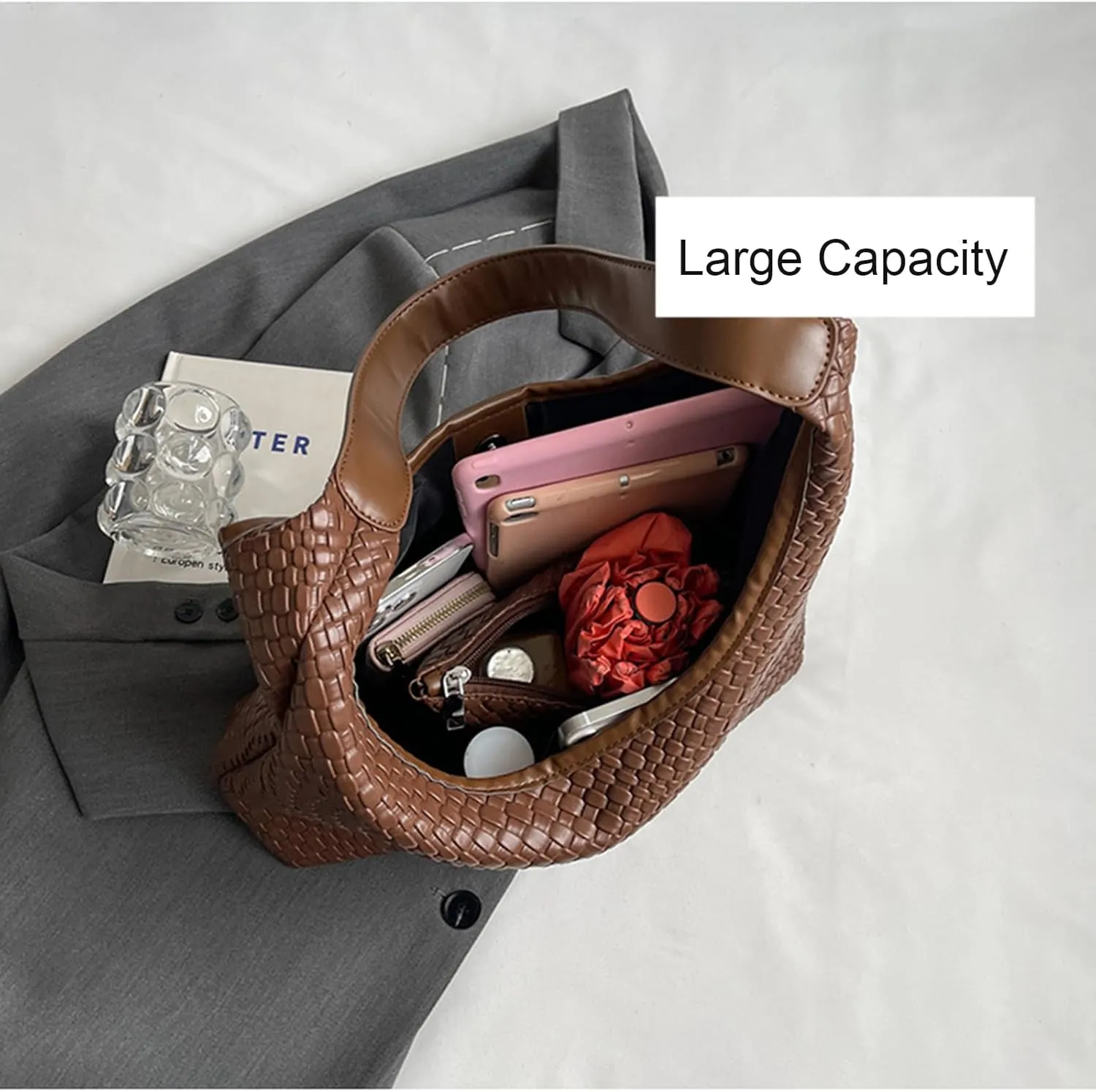 2025 Leather Tote Bag for Women Top-handle Shoulder Bag, Hobo Bags Large Capacity Soft Vegan Crossbody Handbag Underarm