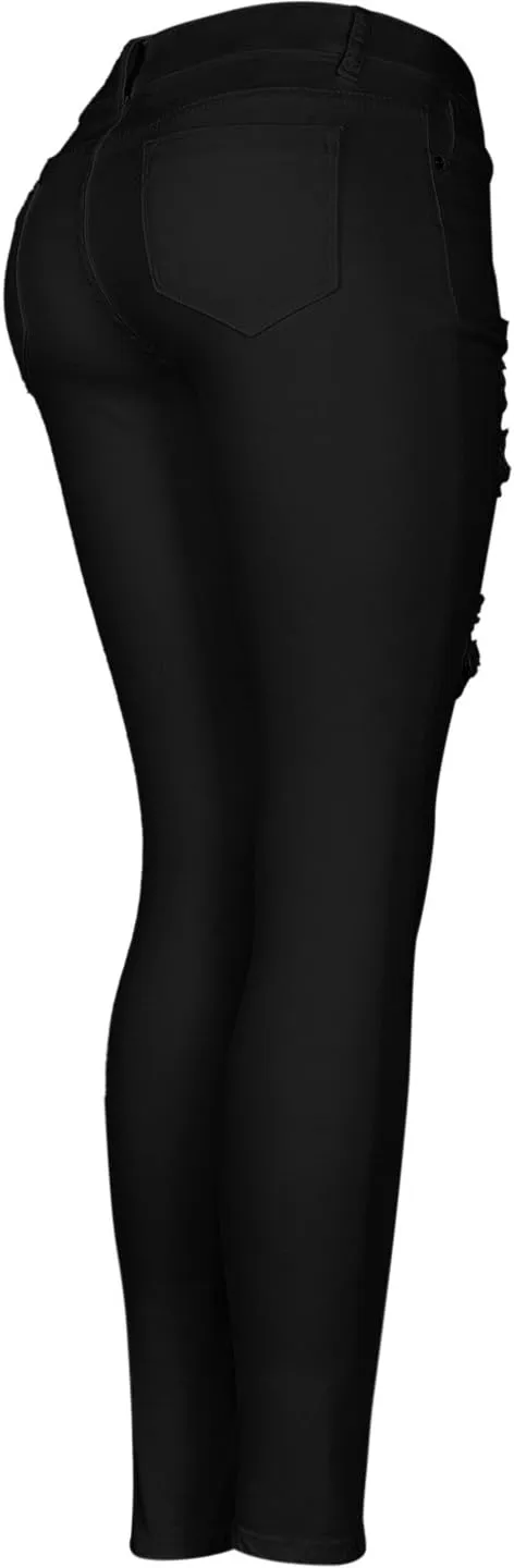 2LUV Women's Distressed Skinny Ripped Jeans