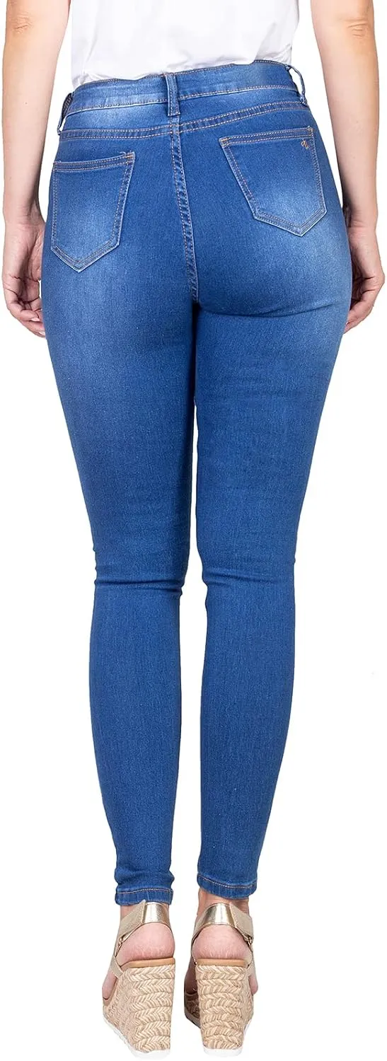 2LUV Women's Solid Stretchy 5 Pocket Skinny Jeans