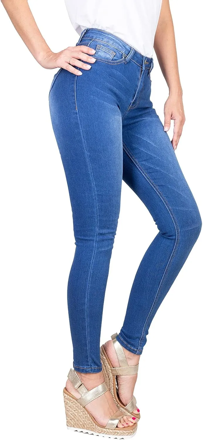 2LUV Women's Solid Stretchy 5 Pocket Skinny Jeans