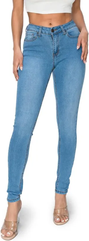 2LUV Women's Stretchy 5 Pocket Dark Denim Skinny JeansÂ