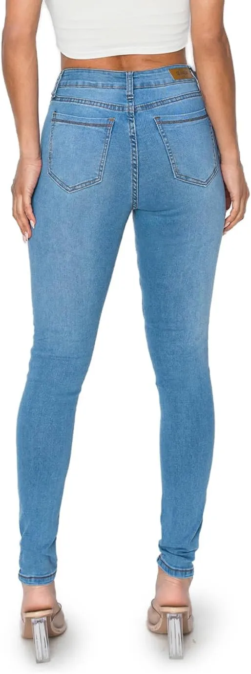 2LUV Women's Stretchy 5 Pocket Dark Denim Skinny JeansÂ