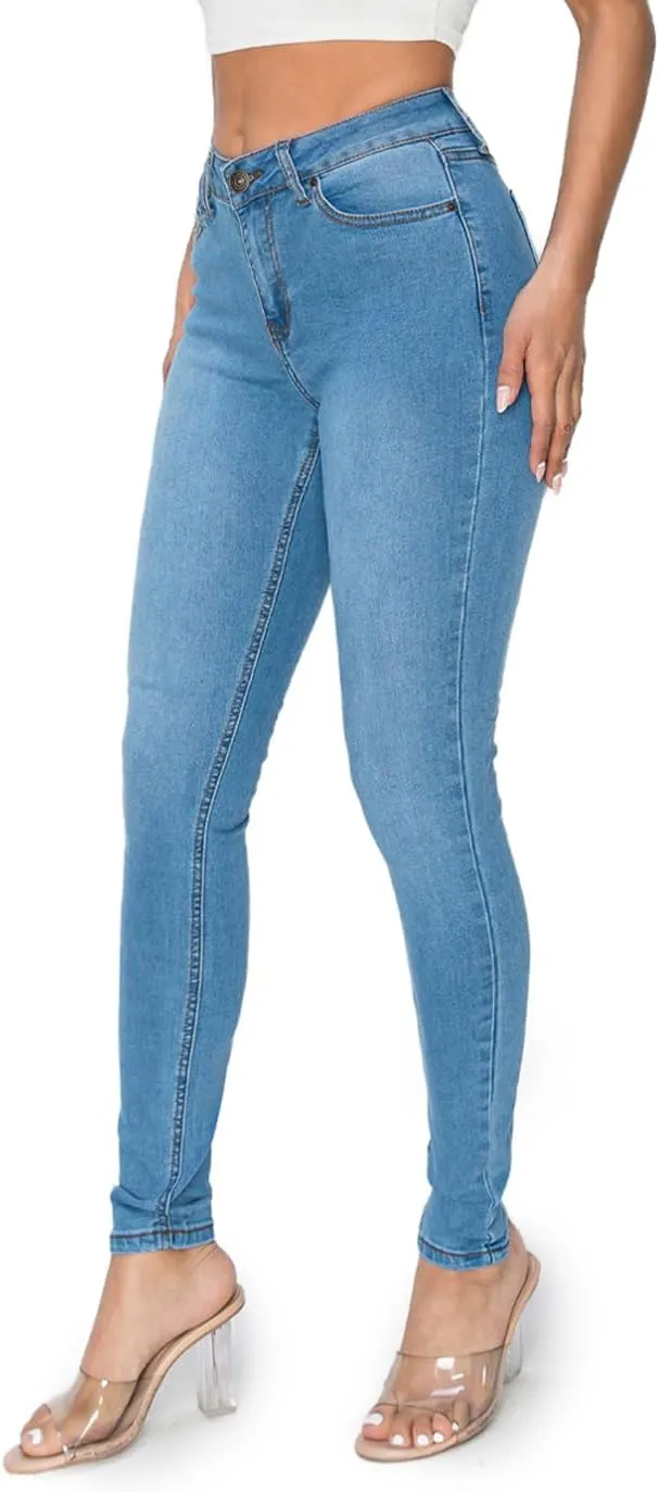 2LUV Women's Stretchy 5 Pocket Dark Denim Skinny JeansÂ