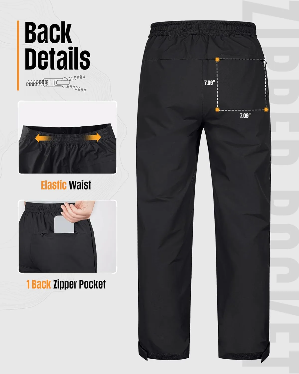 33,000ft Women's Full Zip Rain Pants Lightweight Rain Over Pants Windproof Outdoor Pants for Hiking Fishing Golf