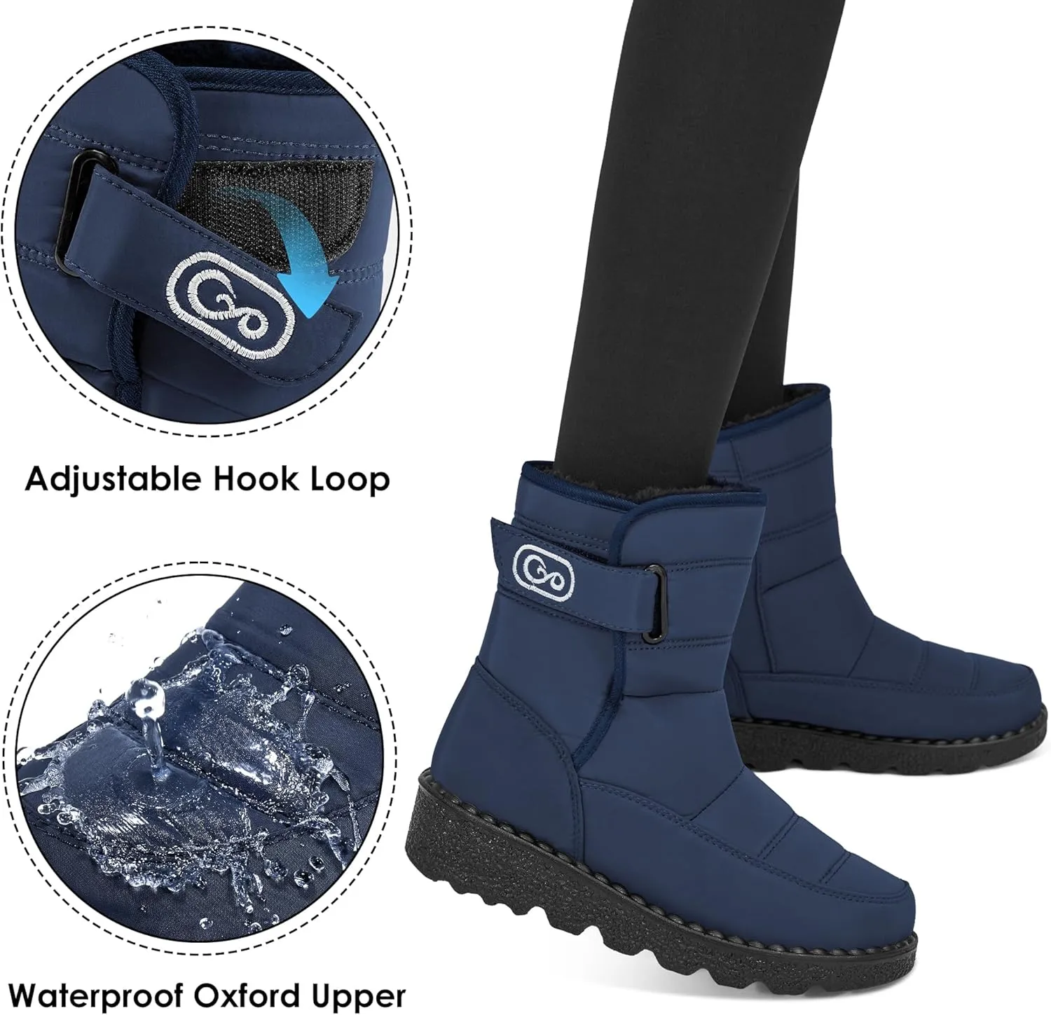 Ablanczoom Womens Winter Snow Boots With Warm Fur Lining Comfortable Booties Non Slip Waterproof Outdoor Shoes