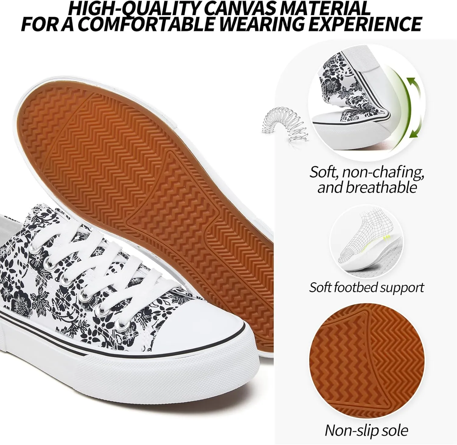 Adokoo Canvas Tennis Shoes for Women Low Top Casual White Black Sneakers for Women Lace Up Fashion Comfortable Walking Shoes