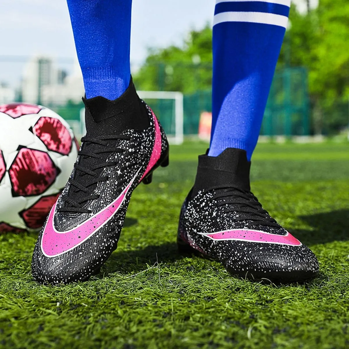 ailishabroy Mens Soccer Cleats Outdoor Spikes: Unisex Football Shoes Indoor Turf