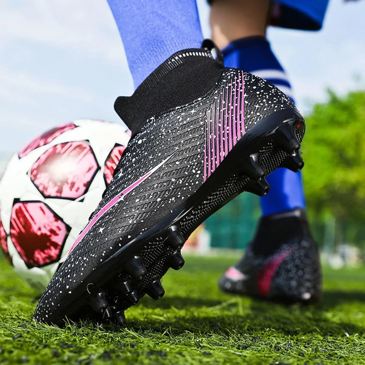 ailishabroy Mens Soccer Cleats Outdoor Spikes: Unisex Football Shoes Indoor Turf