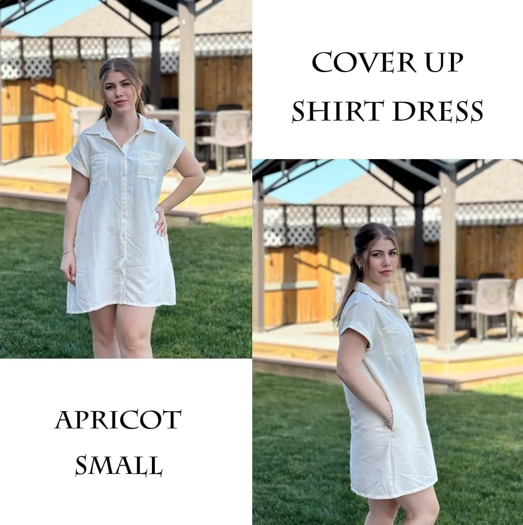 AI'MAGE Womens Bathing Suit Cover Ups Summer Shirt Dress Casual Short Sleeve Button Down Beach Shirts with Pockets S-XXL