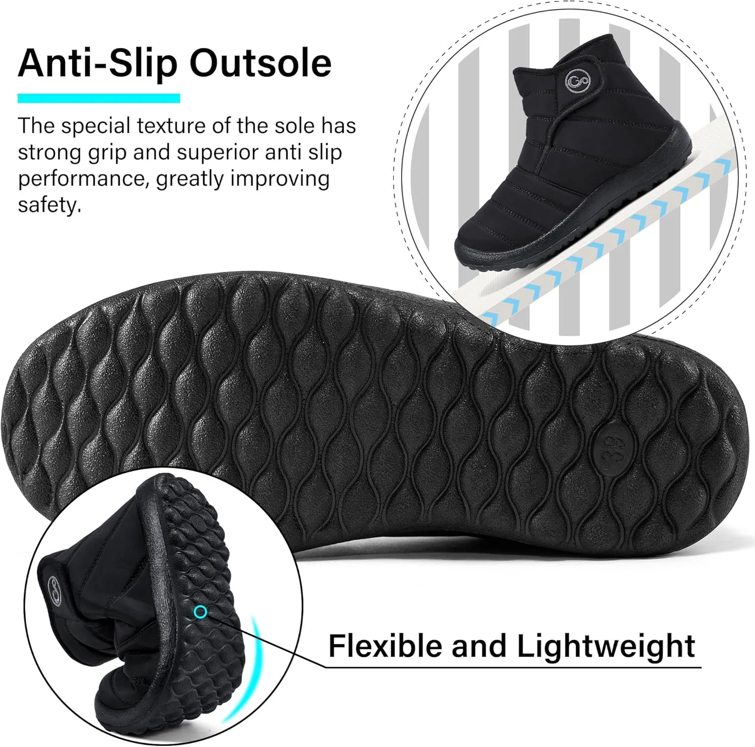 Almusen Winter Snow Boots for Women: Warm Fur Lined Boots Waterproof Non Slip Outdoor Boot Hook Loop Comfortable Fashion Womens Booties