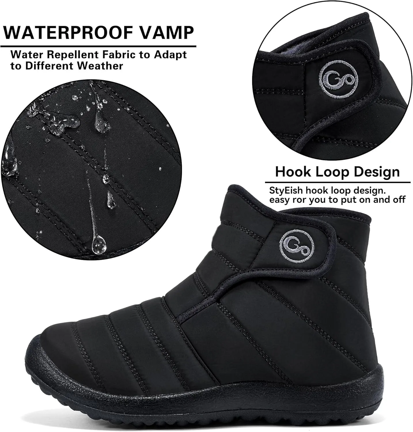 Almusen Winter Snow Boots for Women: Warm Fur Lined Boots Waterproof Non Slip Outdoor Boot Hook Loop Comfortable Fashion Womens Booties