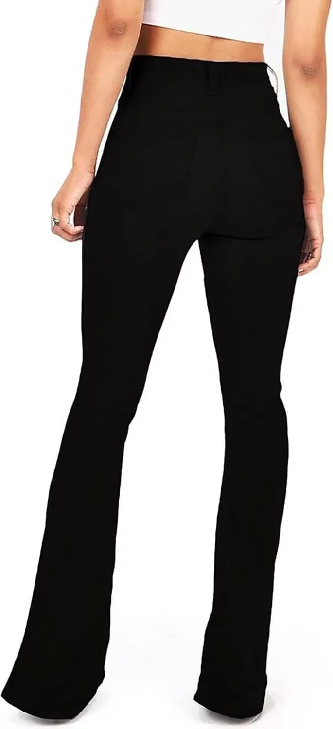 AMRSPENG Women's Black Bell Bottom Jeans for Women Flare Jeans High Waist Bootcut Jeans for Women Stretch Bell Bottom Pants