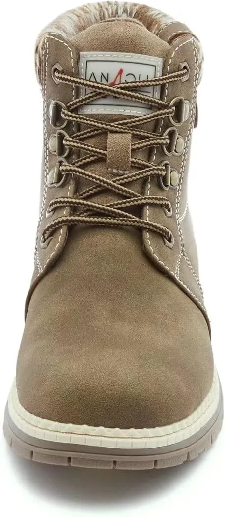 ANJOUFEMME Casual Winter Hiking Boots For Women - Womens Outdoor Snow Ankle Boots Waterproof Lightweight Lace up Fur Lined Walking Hiking Shoes