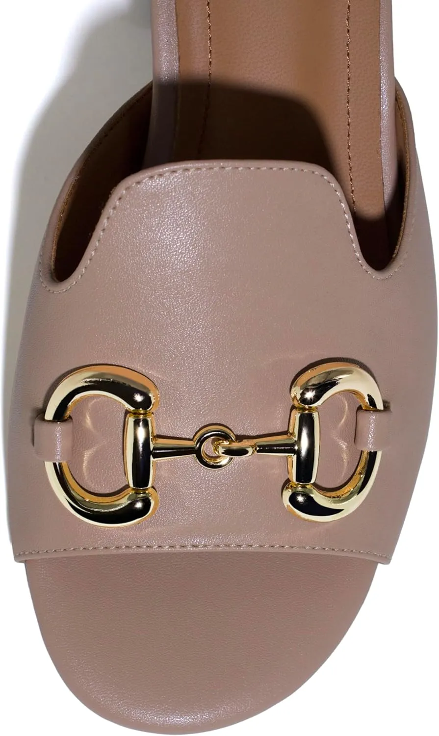 anteikira Women's Square Open Toe Buckle Sandals Slip On High Chunky Block Heel Mules Backless High Heeled Sandals for Women Fashion Summer Heels