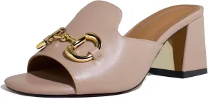 anteikira Women's Square Open Toe Buckle Sandals Slip On High Chunky Block Heel Mules Backless High Heeled Sandals for Women Fashion Summer Heels