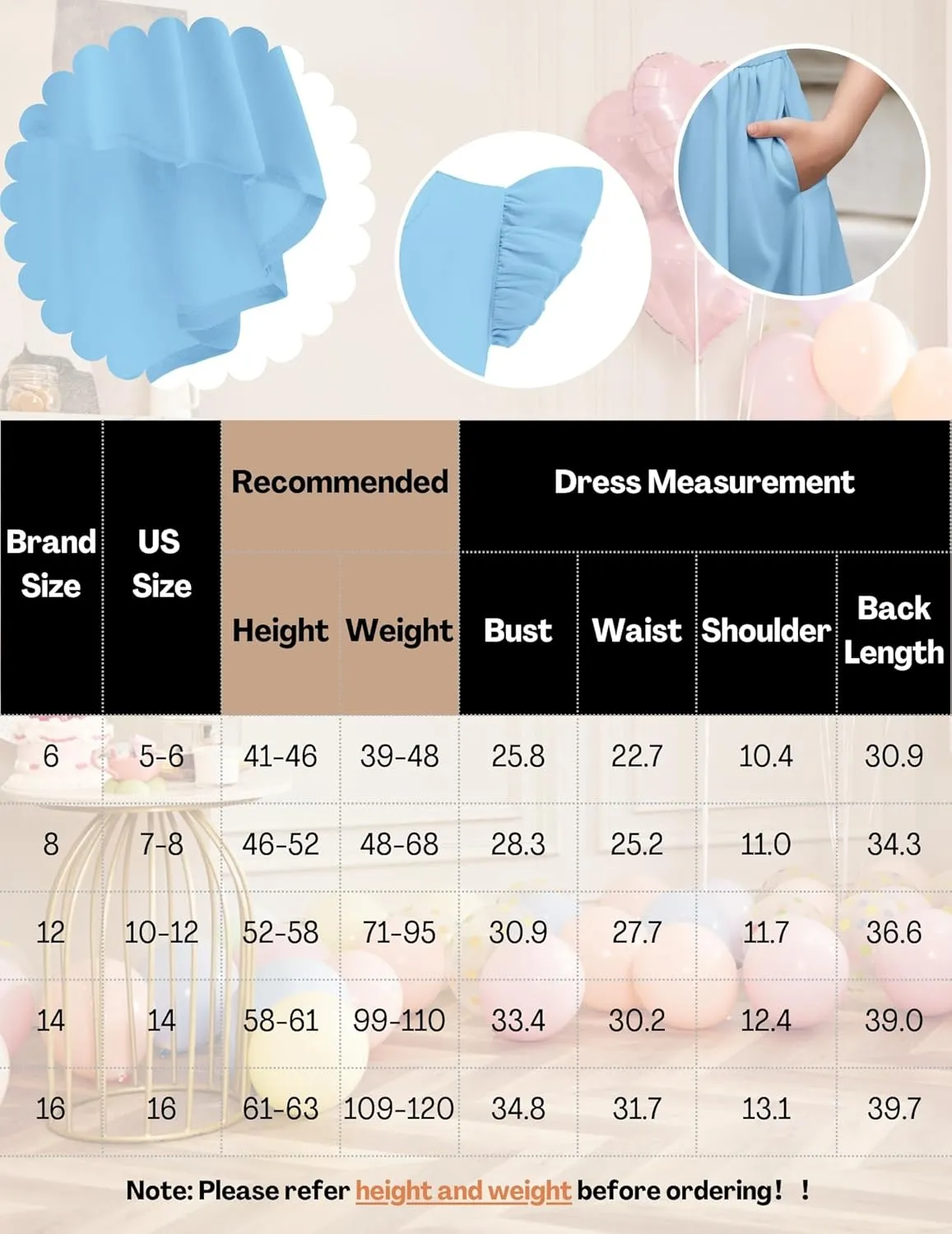 Arshiner Girls Summer Dress Tween Flutter Sleeve High Low Formal Dresses for Wedding Party with Pocket