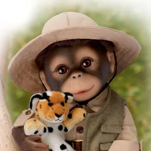 Ashton-Drake Milo The Safari Monkey Doll, So Truly Real Lifelike Collectible, 16 inches, with Plush Leopard