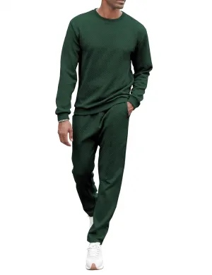 Babioboa Men's Tracksuit Knit Jacquard 2 Piece Long Sleeve Pullover Jogging Tracksuit Athletic running Casual Sportswear