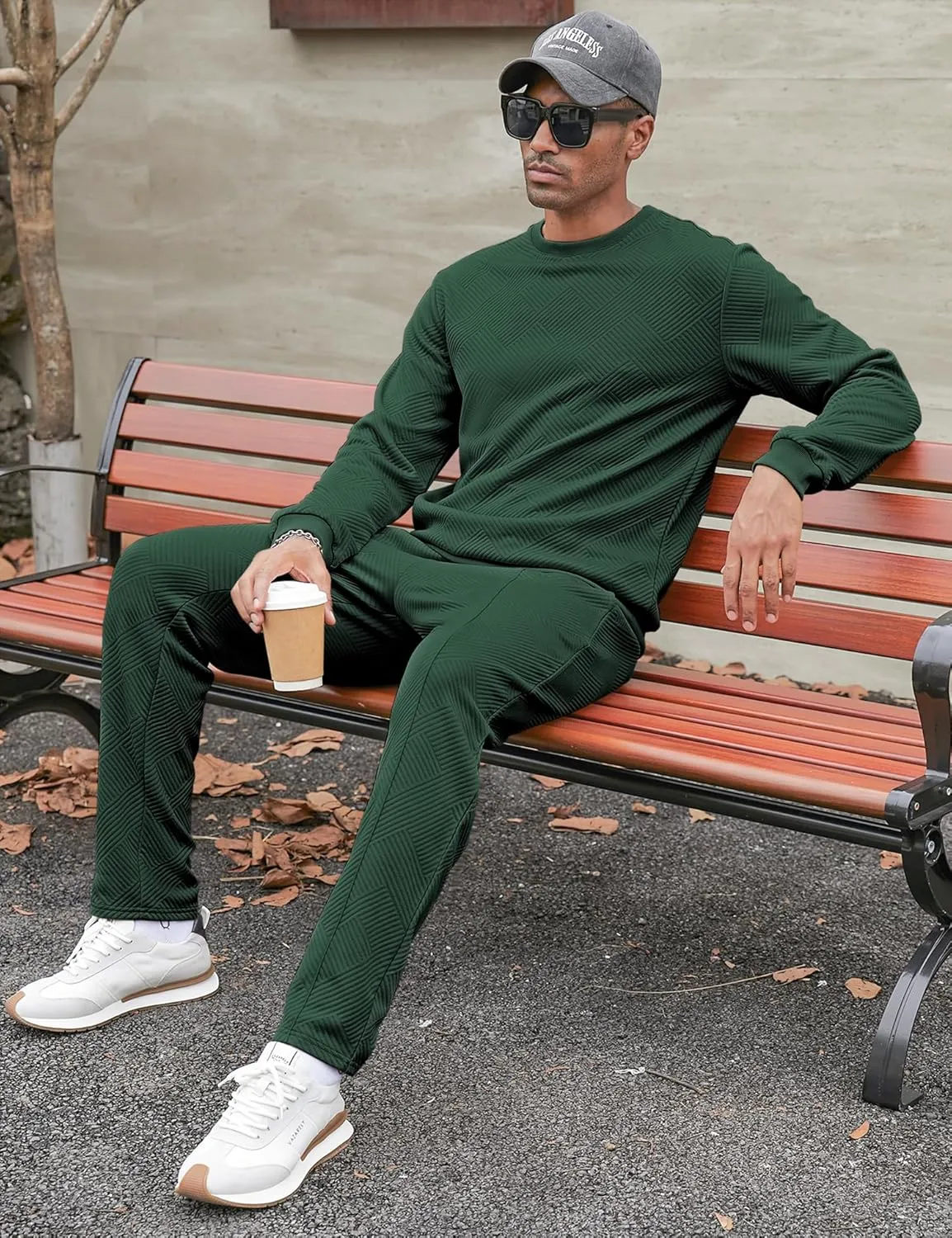 Babioboa Men's Tracksuit Knit Jacquard 2 Piece Long Sleeve Pullover Jogging Tracksuit Athletic running Casual Sportswear