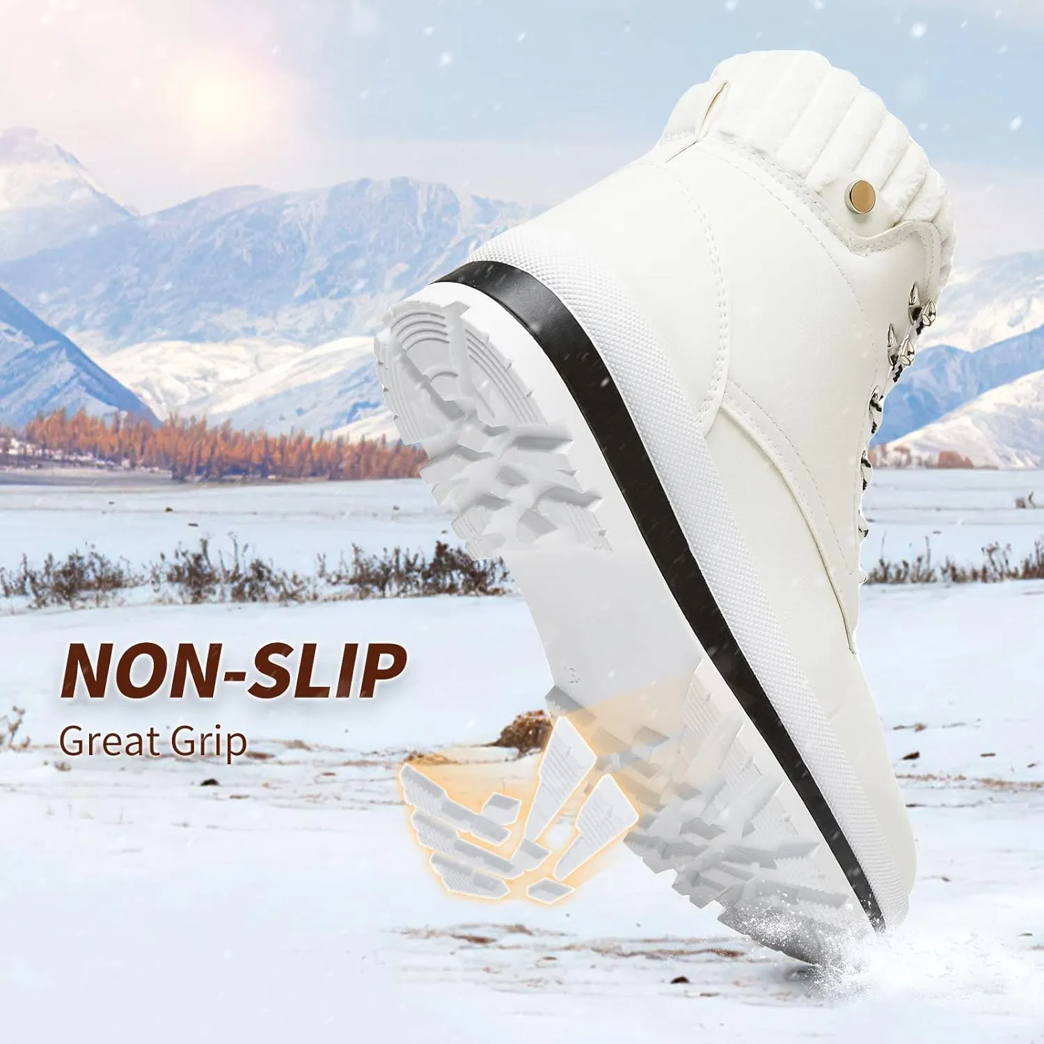 BABUDOG Womens Waterproof Ankle Boots for Outdoor (Non Slip Outsole),Fashion Combat Boots with Side Zipper,Warm Fur Lined Winter Snow Boots