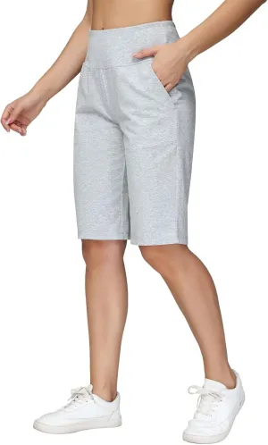 baleaf Womens 12" Long Bermuda Shorts Knee Length Cotton Athletic Shorts Sweat Casual Lounge Walking Summer