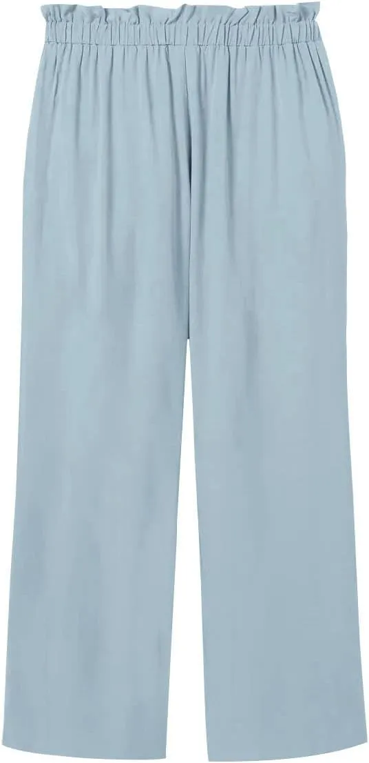 Batermoon Girls' Pants Paper Bag Elastic Waist Wide Leg Loose Trousers with Pocket
