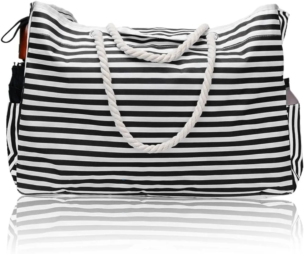 Beach Bag for Women, Waterproof Beach Tote Bag Eaxtra Large Travel Tote PEVA Lining Sandproof Swim Pool Bag