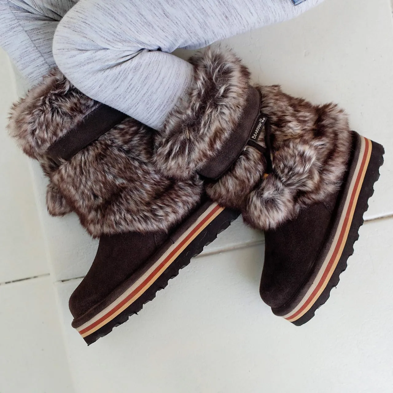 BEARPAW Retro Tama Youth Fog Boot | Youth's Boot Classic Suede | Kid's Boots | Comfortable Winter Boot