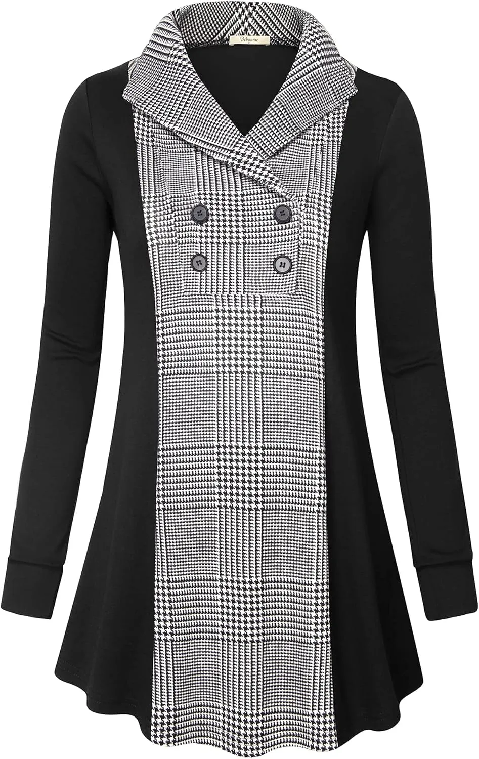 Bebonnie Womens Long Sleeve Casual V Neck Sweatshirts Pullover Tunic Tops with Buttons