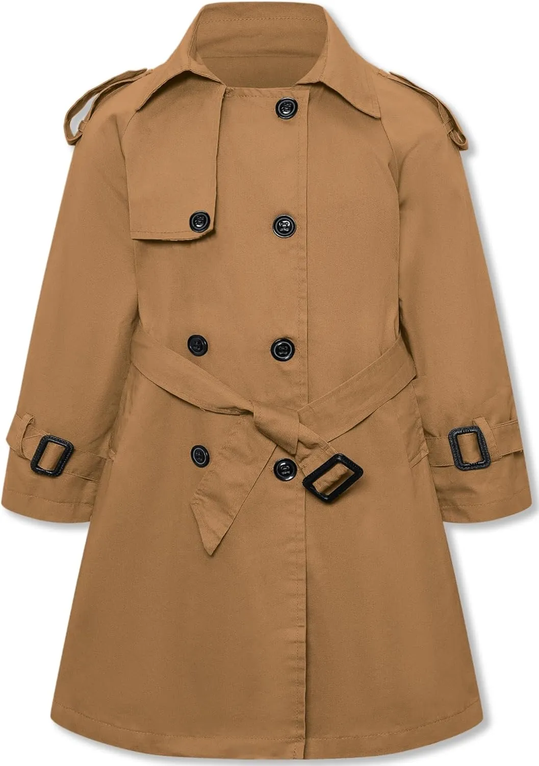 Betusline Girls & Women's Trench Coat Double Breasted Classic Lapel Outerwear, 3 Years - Women 2XL