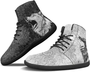Binienty Wide Box Barefoot Shoes Men Women Wolf High Top Minimalist Ankle Boots Anti Skid Zero Drop Sole