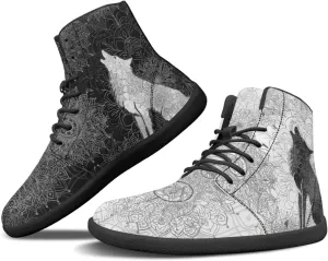 Binienty Wide Box Barefoot Shoes Men Women Wolf High Top Minimalist Ankle Boots Anti Skid Zero Drop Sole