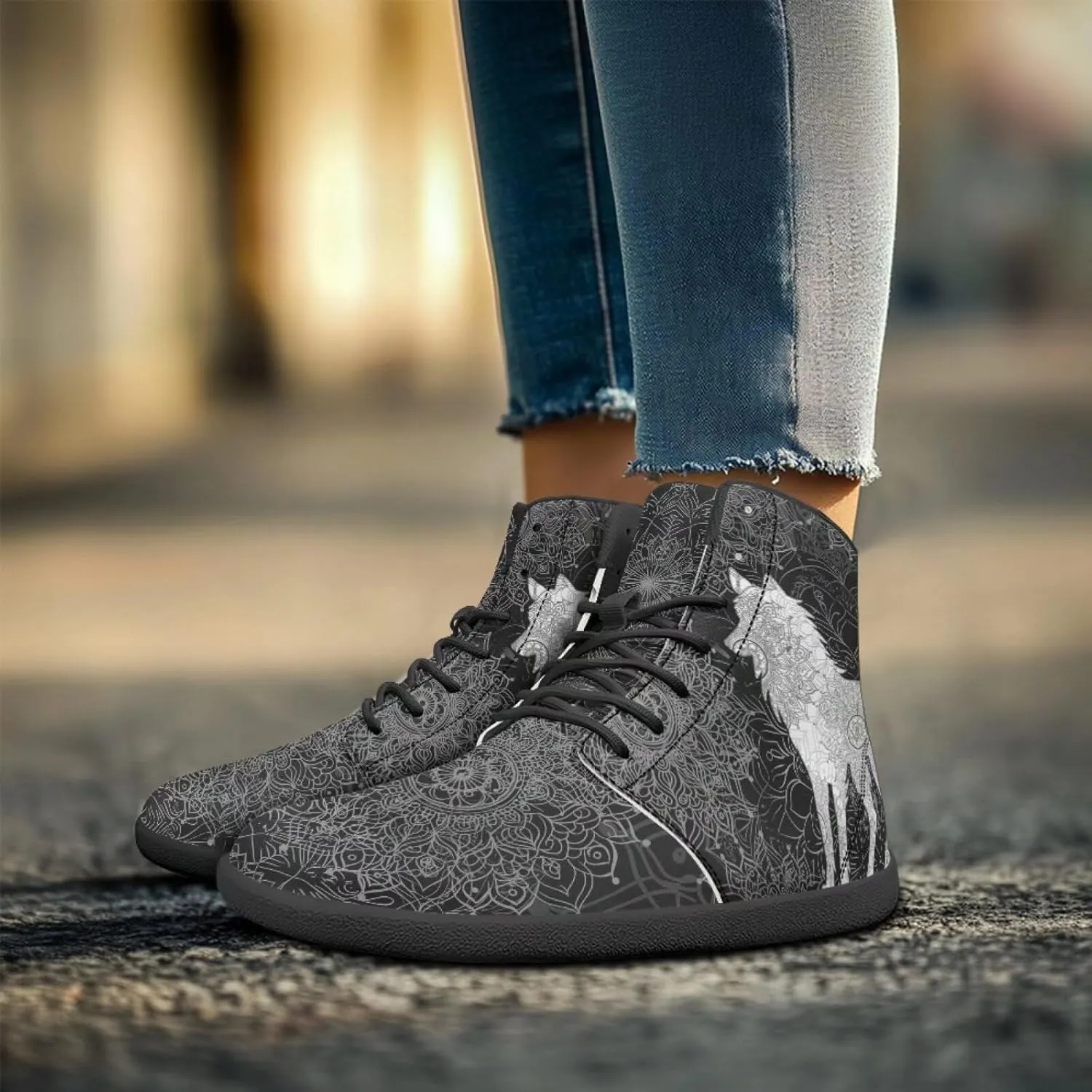 Binienty Wide Box Barefoot Shoes Men Women Wolf High Top Minimalist Ankle Boots Anti Skid Zero Drop Sole