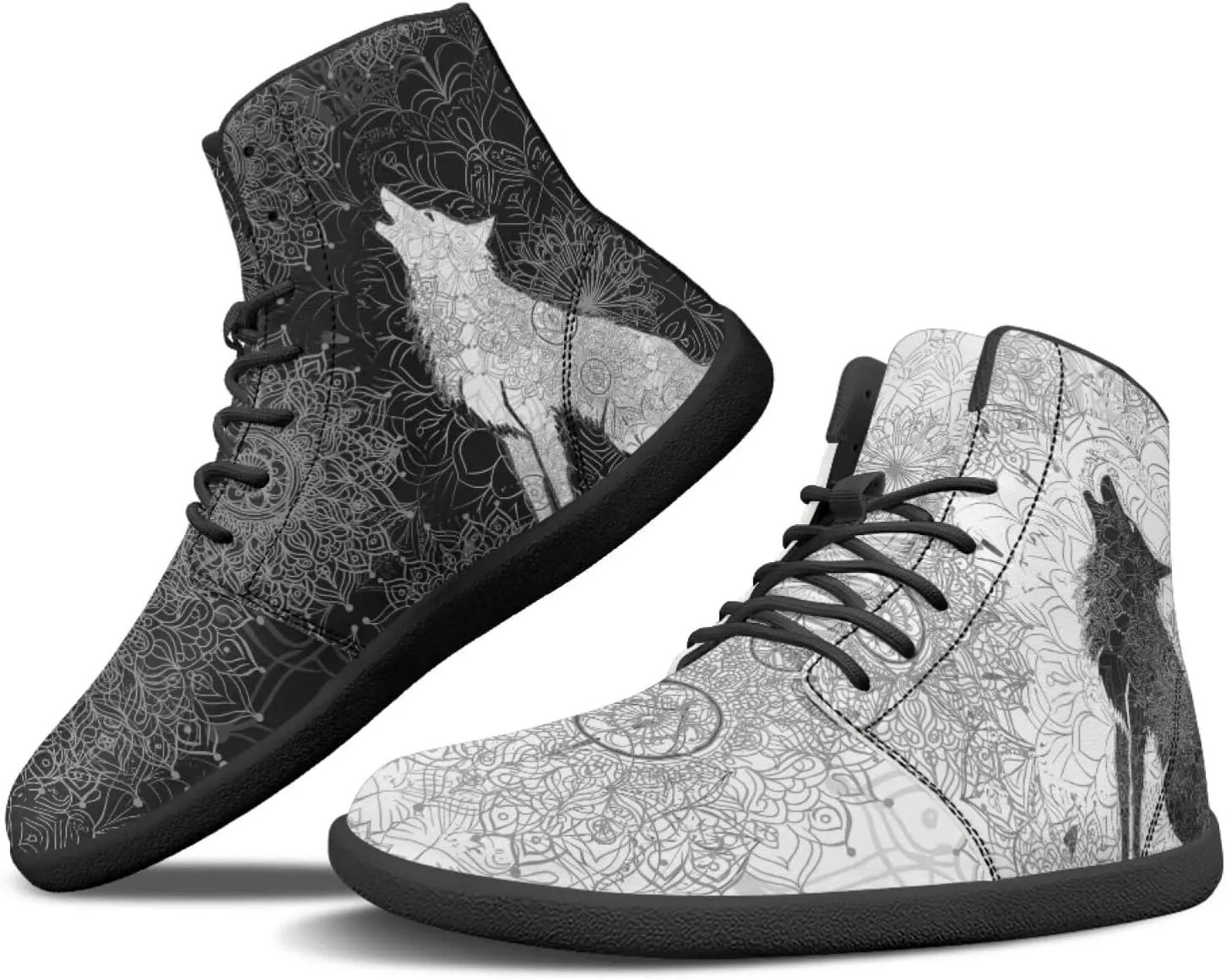 Binienty Wide Box Barefoot Shoes Men Women Wolf High Top Minimalist Ankle Boots Anti Skid Zero Drop Sole