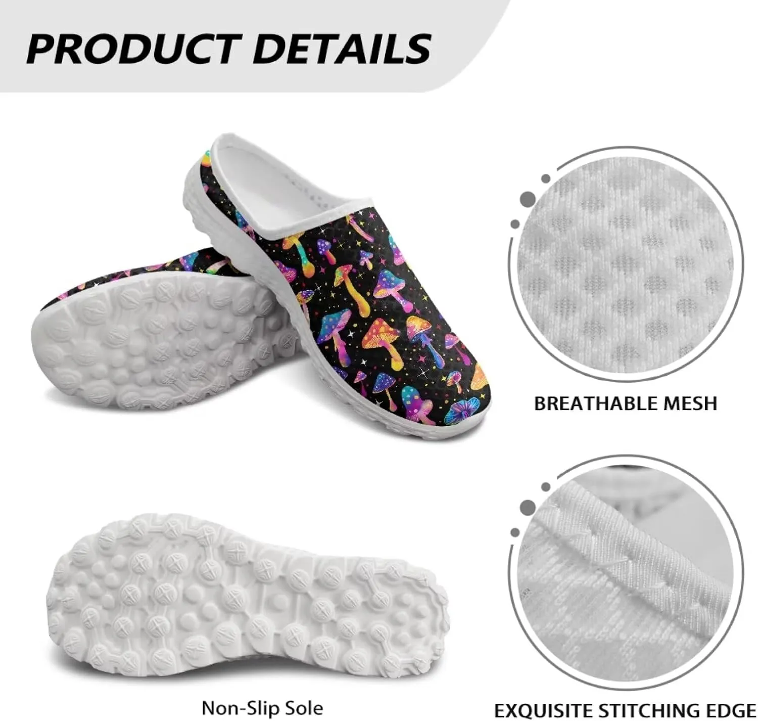 Binienty Women Mules Breathable Mesh Slip on Backless Walking Sneakers for Outings Shopping Camping