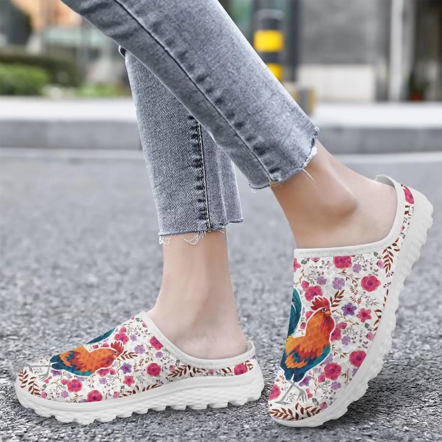 Binienty Women Mules Breathable Mesh Slip on Backless Walking Sneakers for Outings Shopping Camping