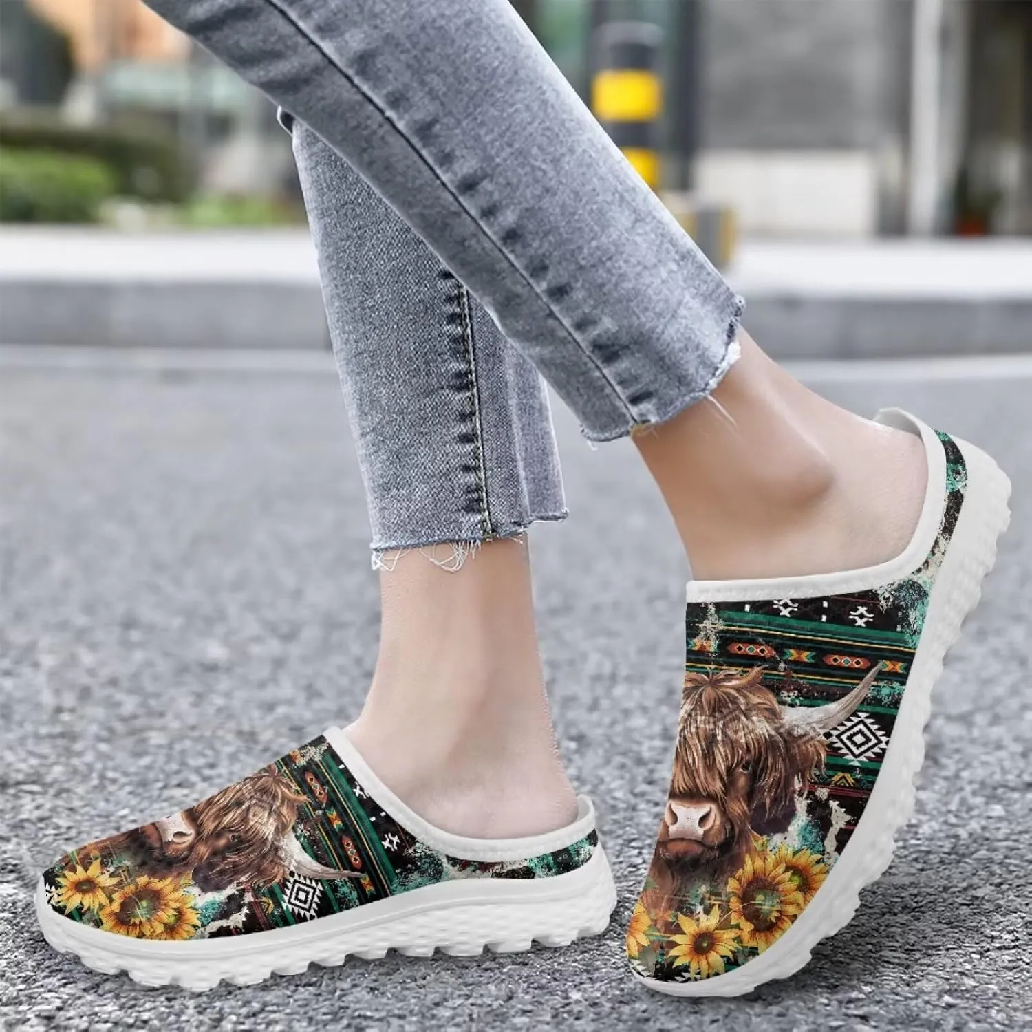 Binienty Women Mules Shoes Slip on Mesh Walking Shoes Arch Support for Casual Dating, Festival, Vacation
