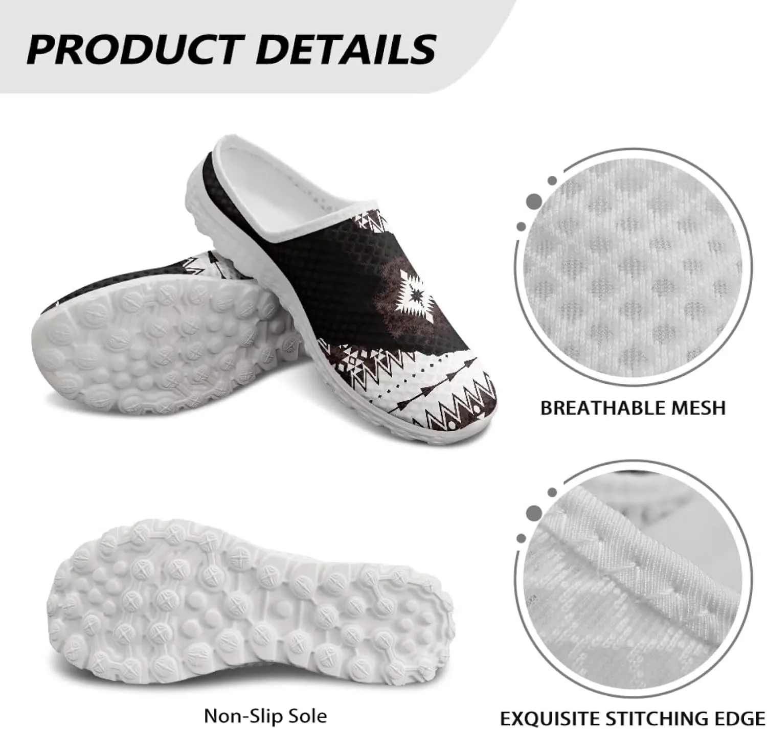 Binienty Women Mules Shoes Slip on Mesh Walking Shoes Arch Support for Casual Dating, Festival, Vacation
