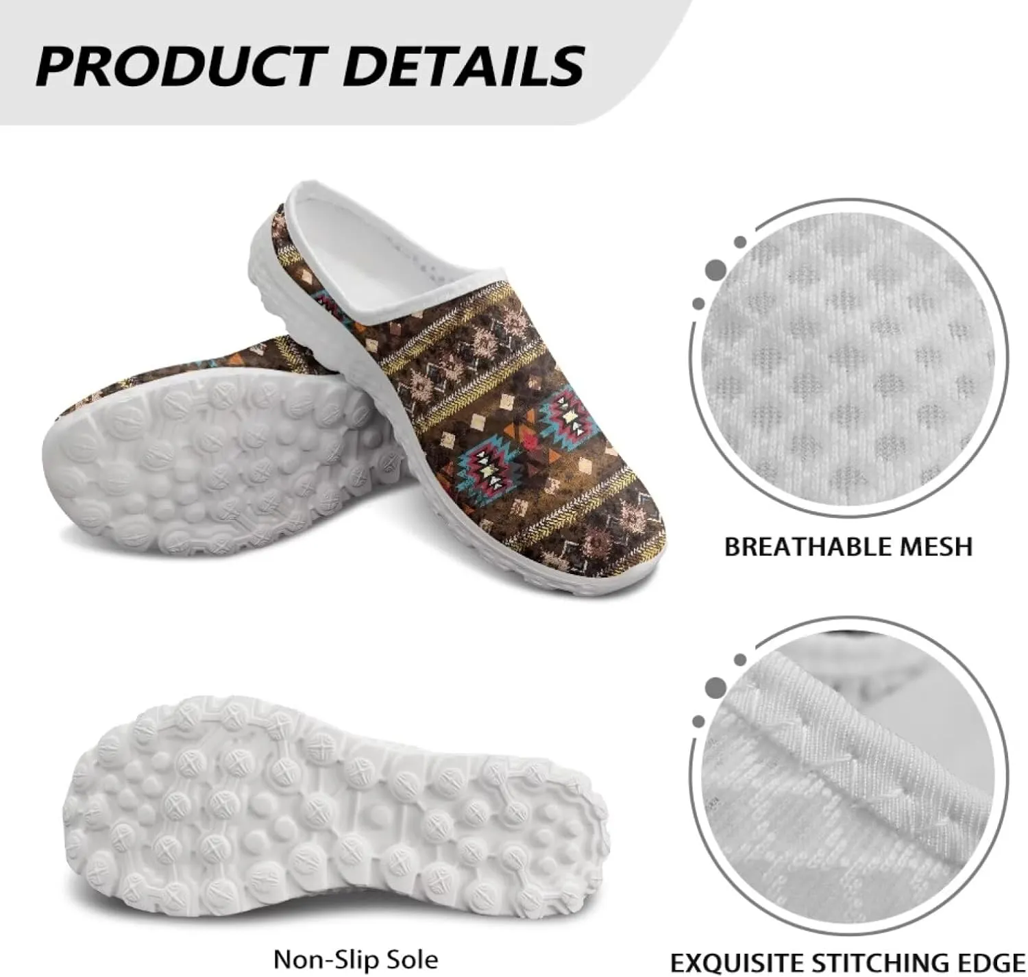 Binienty Women Mules Shoes Slip on Mesh Walking Shoes Arch Support for Casual Dating, Festival, Vacation