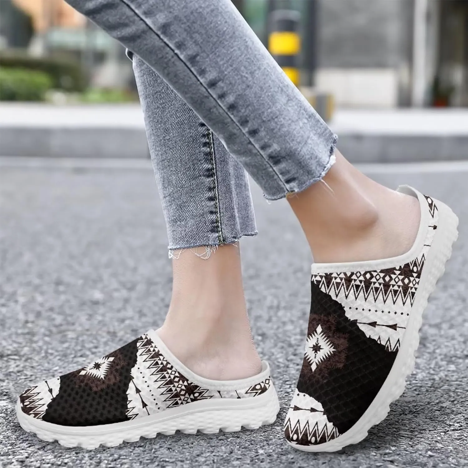 Binienty Women Mules Shoes Slip on Mesh Walking Shoes Arch Support for Casual Dating, Festival, Vacation