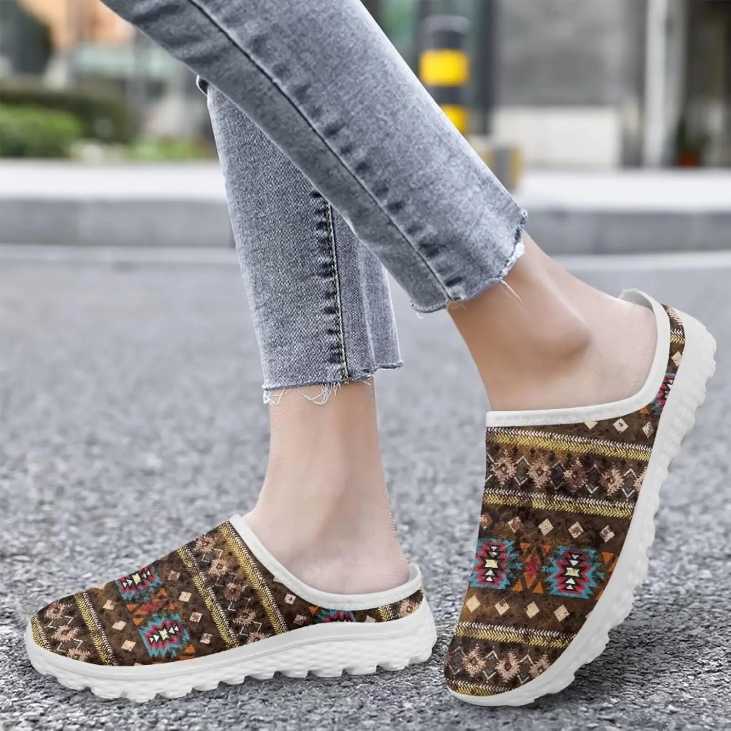 Binienty Women Mules Shoes Slip on Mesh Walking Shoes Arch Support for Casual Dating, Festival, Vacation