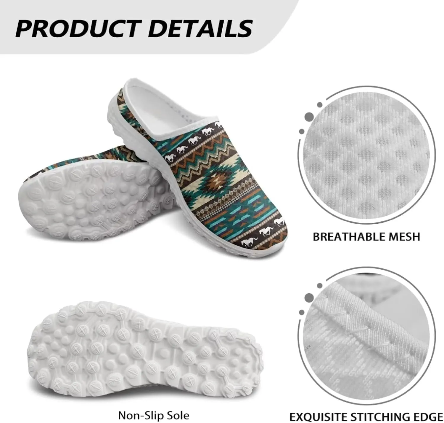 Binienty Women Mules Shoes Slip on Mesh Walking Shoes Arch Support for Casual Dating, Festival, Vacation