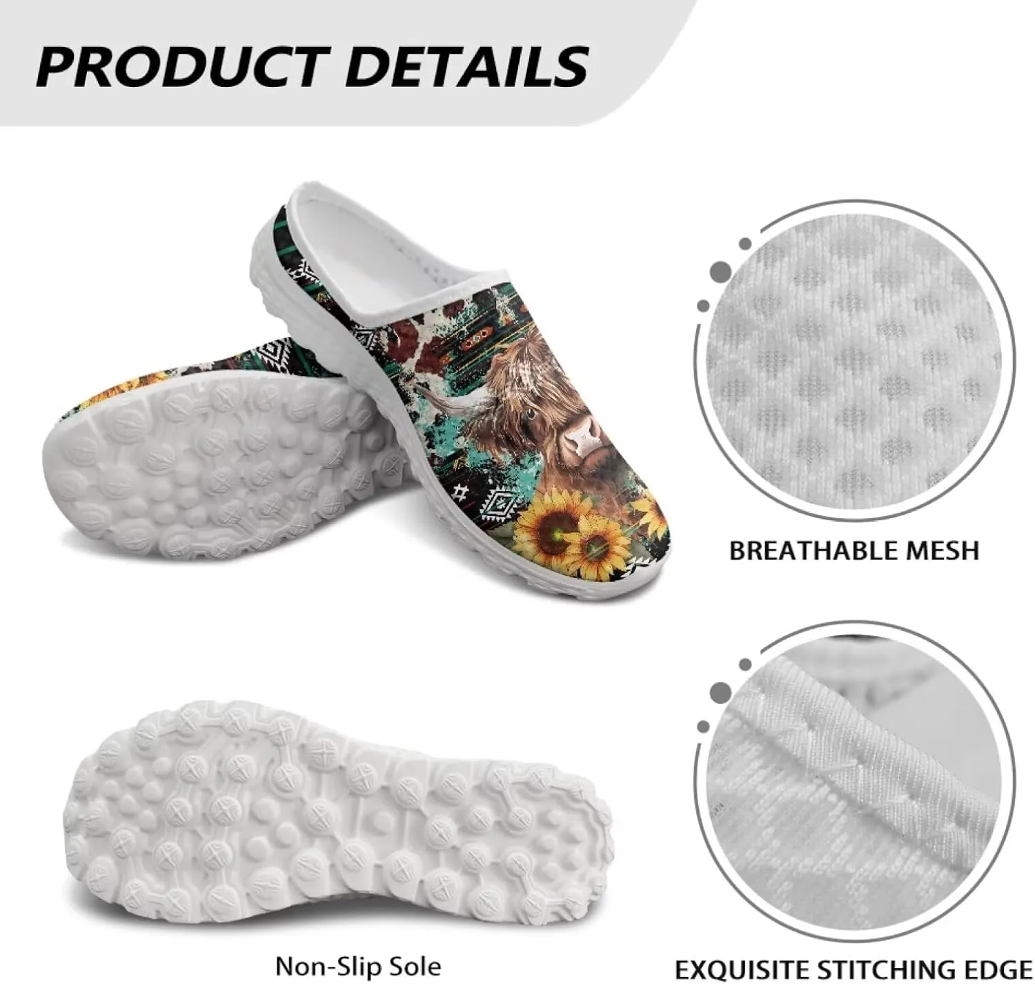 Binienty Women Mules Shoes Slip on Mesh Walking Shoes Arch Support for Casual Dating, Festival, Vacation