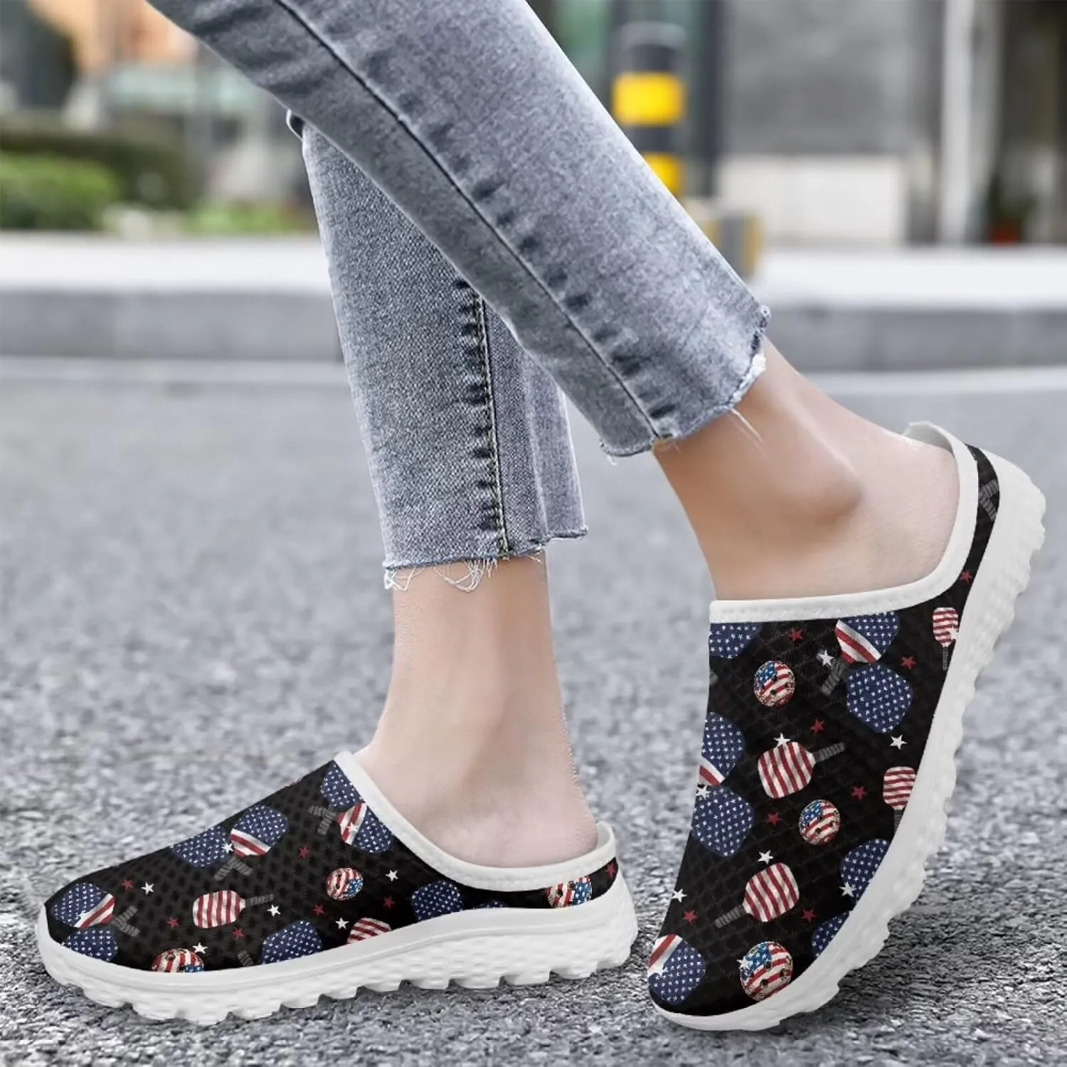 Binienty Women Mules Sneakers Slip On Mesh Garden Shoes with Arch Support Lightweight Memory Foam Minimalist Walking Shoes
